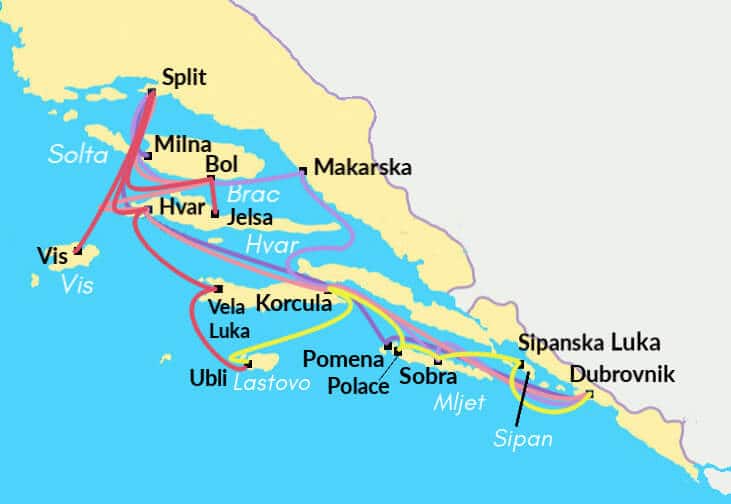 Veerboten in Kroatië Zuid-kroatie (1)